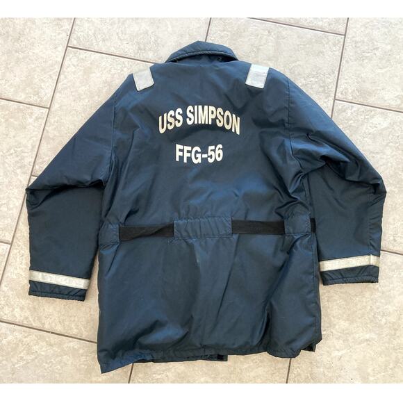 Mustang Survival Jacket Mens Large Navy MC1504 Floatation Coat Aid Type III PFD - Picture 9 of 16